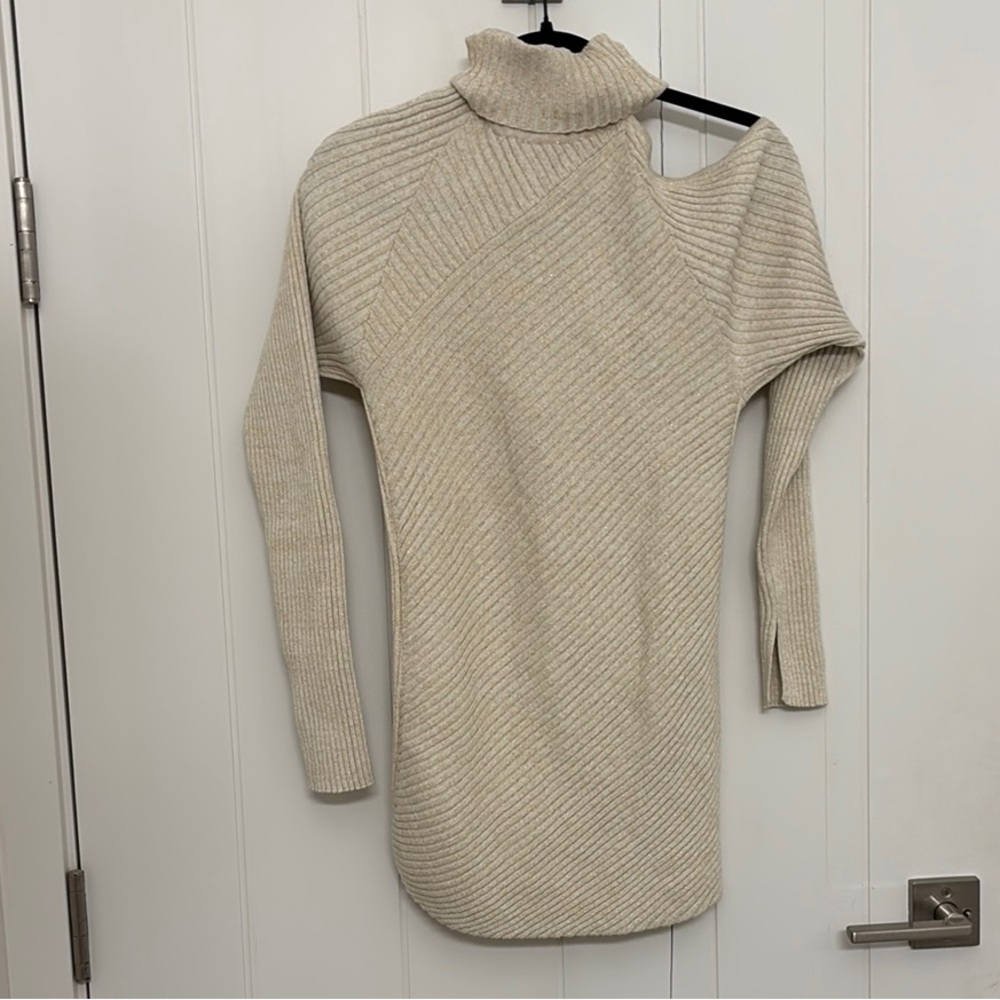 Hudson Jeans Cream Cowl Neck Sweater with Asymmetrical Detail